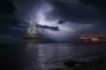 Powerful Electric Storm Over the Sea
