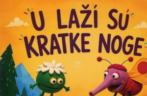 Colorful children's book cover with a green frog-like monster, a pink dragon, mountains and trees, and large bold title text in a foreign language.