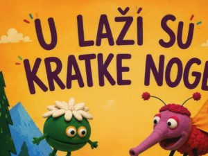 Colorful children's book cover with a green frog-like monster, a pink dragon, mountains and trees, and large bold title text in a foreign language.